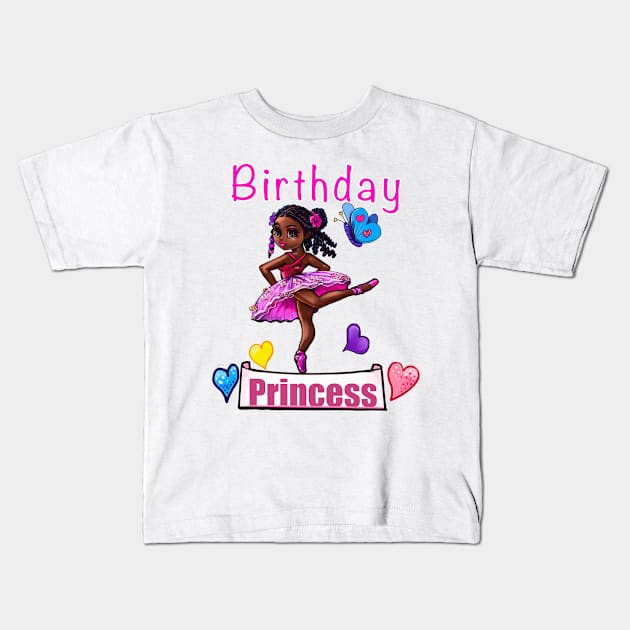 It’s my birthday. Afro Black girl African American birthday princess Kids T-Shirt by Artonmytee